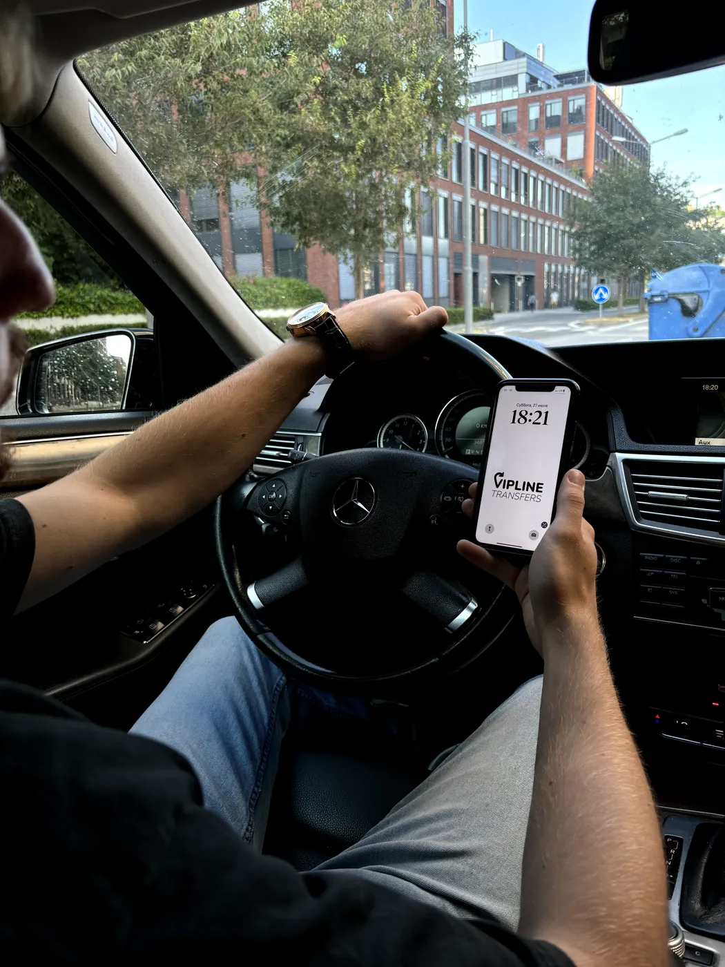 Driver at the wheel with the VIPLINE app